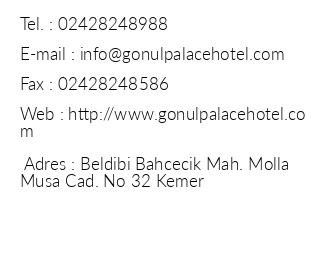Gnl Palace Hotel iletiim bilgileri
